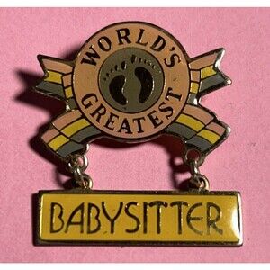 Vintage  ©Hang Ten -World’s Greatest BABYSITTER Award Dangle Lapel Pin or Brooch